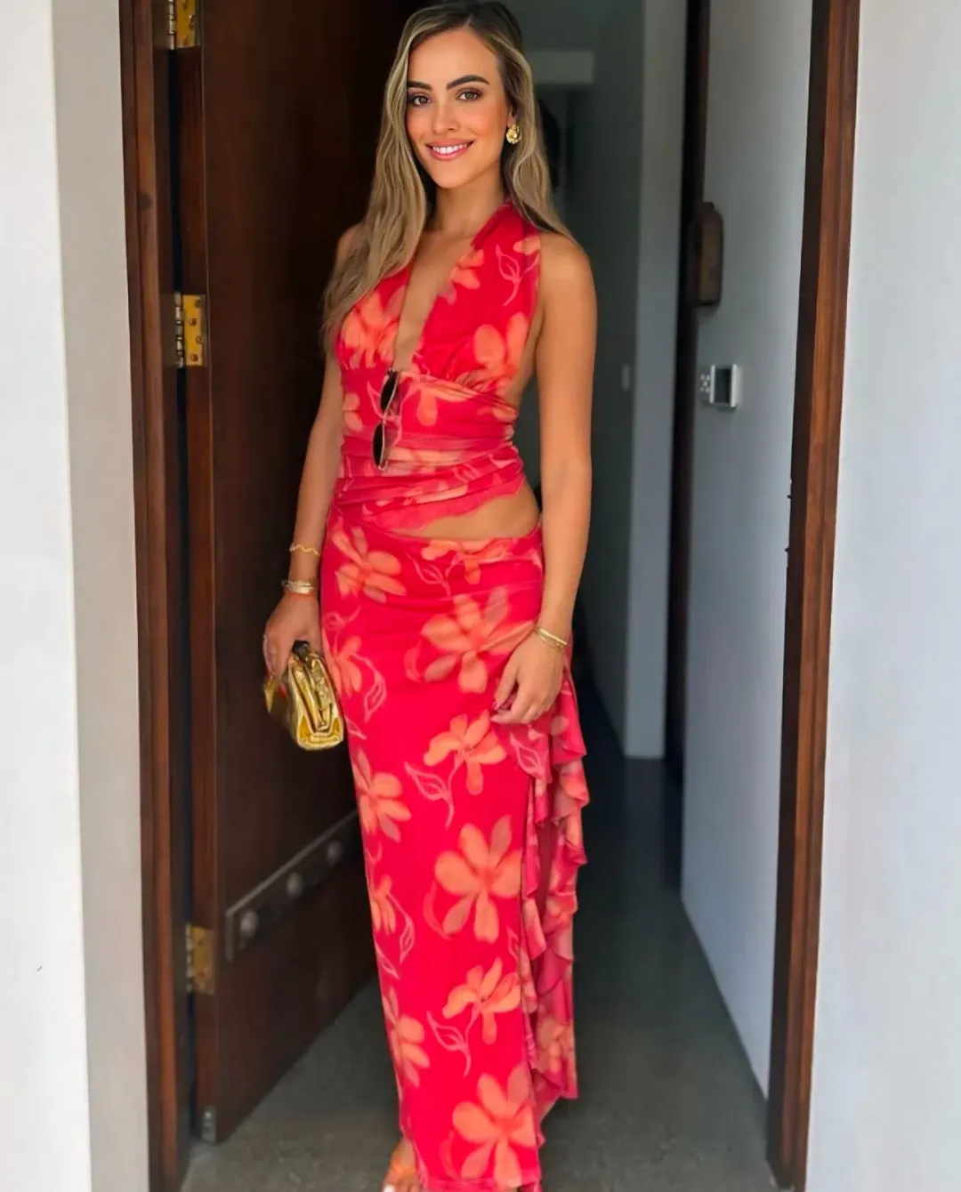 Benni Penelope Halter Maxi Dress in Hibiscus Floral Size 8 for rent on The Volte - main image