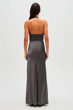 Misha Celine Satin Maxi Dress Pewter Size 8 for rent on The Volte - image 3
