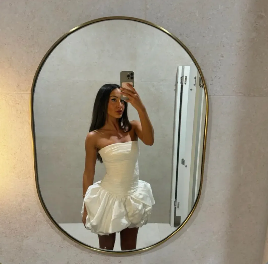 Aje Violette Bubble Hem Mini Dress Ivory Size 8 for rent on The Volte - main image