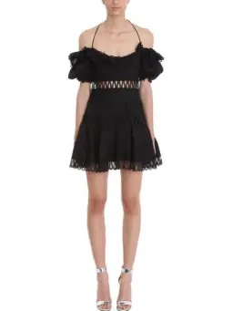 Zimmermann Melody Off Shoulder Linen And Cotton Blend Mini Dress Black Size 1 / AU 10 for rent on The Volte - image 2