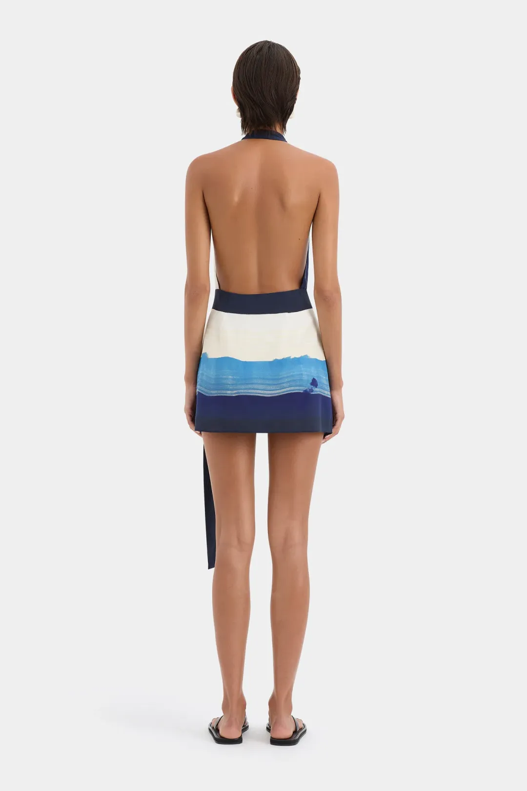 Sir The Label Mariner Wrap Halter Mini Dress Shoreline Stripe Print Size 1 / AU 8 for rent on The Volte - main image