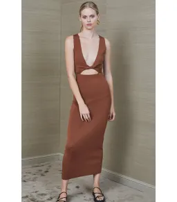 Bec & Bridge Sorbet Midi Dress in Chocolate Size AU 8  for rent on The Volte - image 2