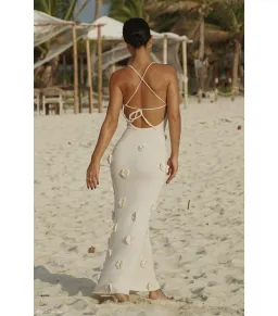 Meshki Suki Knit Maxi Dress With Flowers Nude Size M / AU 10 for rent on The Volte - image 2