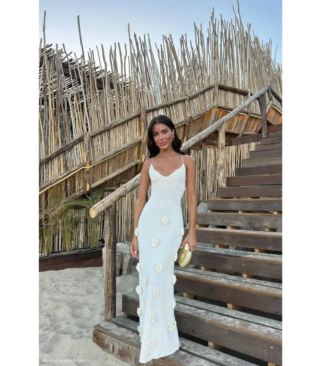 Meshki Suki Knit Maxi Dress With Flowers Nude Size M / AU 10 for rent on The Volte - main image