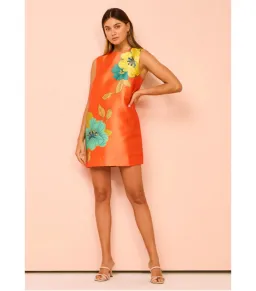 Alemais Piato Mini Dress Orange/Floral Size AU 8  for rent on The Volte - image 2