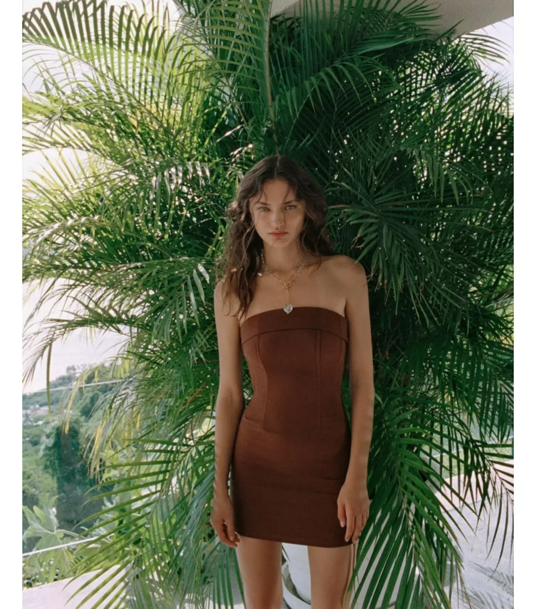 With Jéan Chloe Corset Dress in Chocolate Brown Size S / AU 8 for rent on The Volte - main image