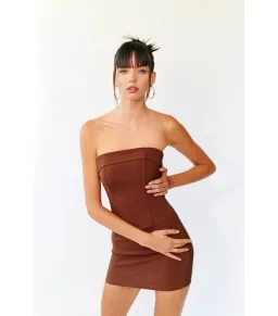 With Jéan Chloe Corset Dress in Chocolate Brown Size S / AU 8 for rent on The Volte - image 3