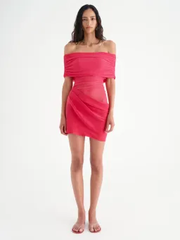 Benni Nico Off Shoulder Mini Dress Watermelon Size S / AU 8 for rent on The Volte - image 1