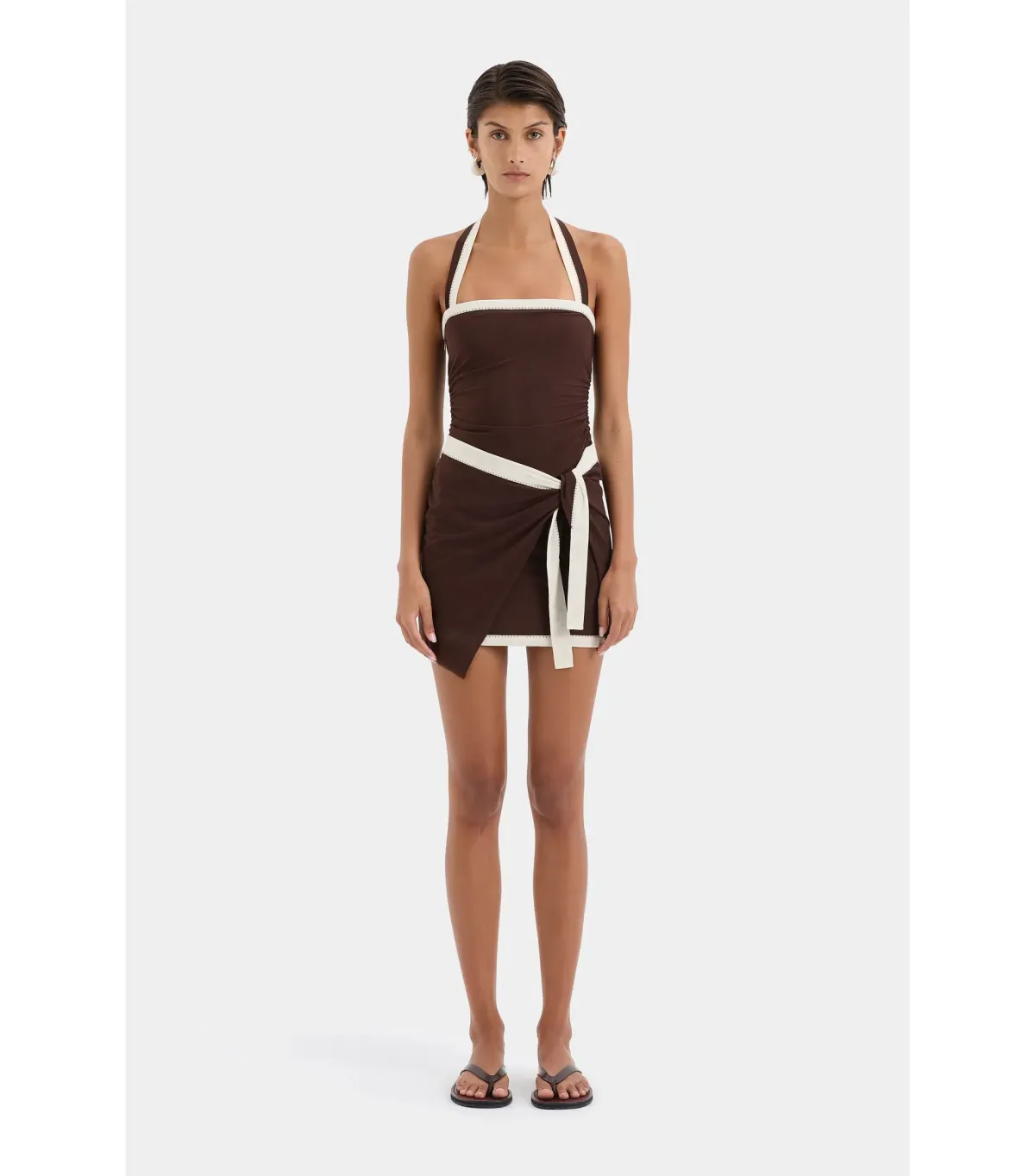 Sir the Label Jacques Mini Dress Chocolate Brown Size AU 12 for rent on The Volte - main image