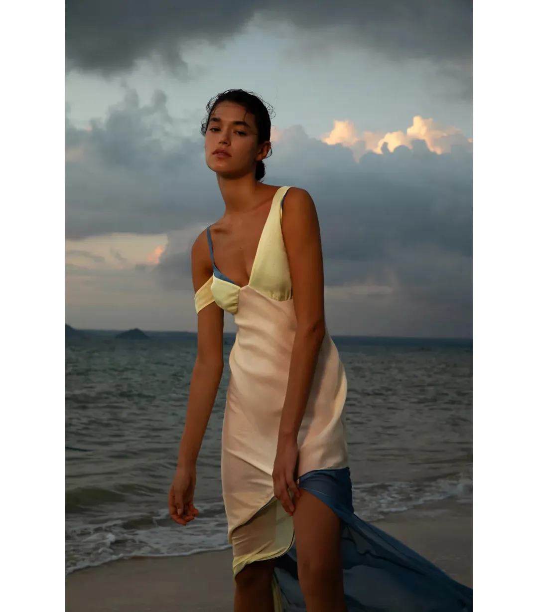 Sir The Label Thames Splice Midi Dress Ecru Multi Size 3 / AU 12   for rent on The Volte - main image