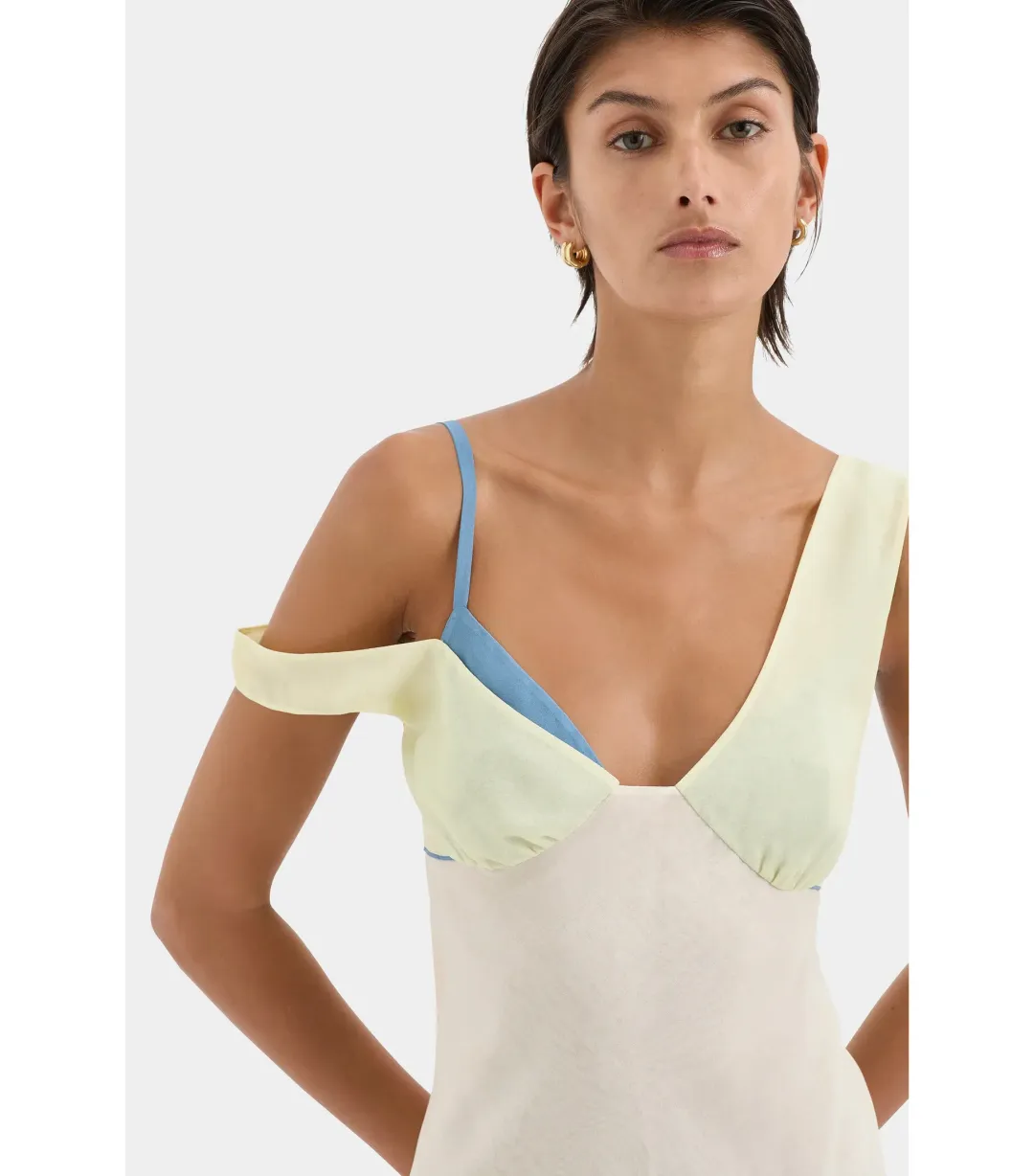 Sir The Label Thames Splice Midi Dress Ecru Multi Size 3 / AU 12   for rent on The Volte - main image