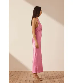 Shona Joy Arienzo Plunged Cross Back Midi Dress Pink Size AU 10 for rent on The Volte - image 3