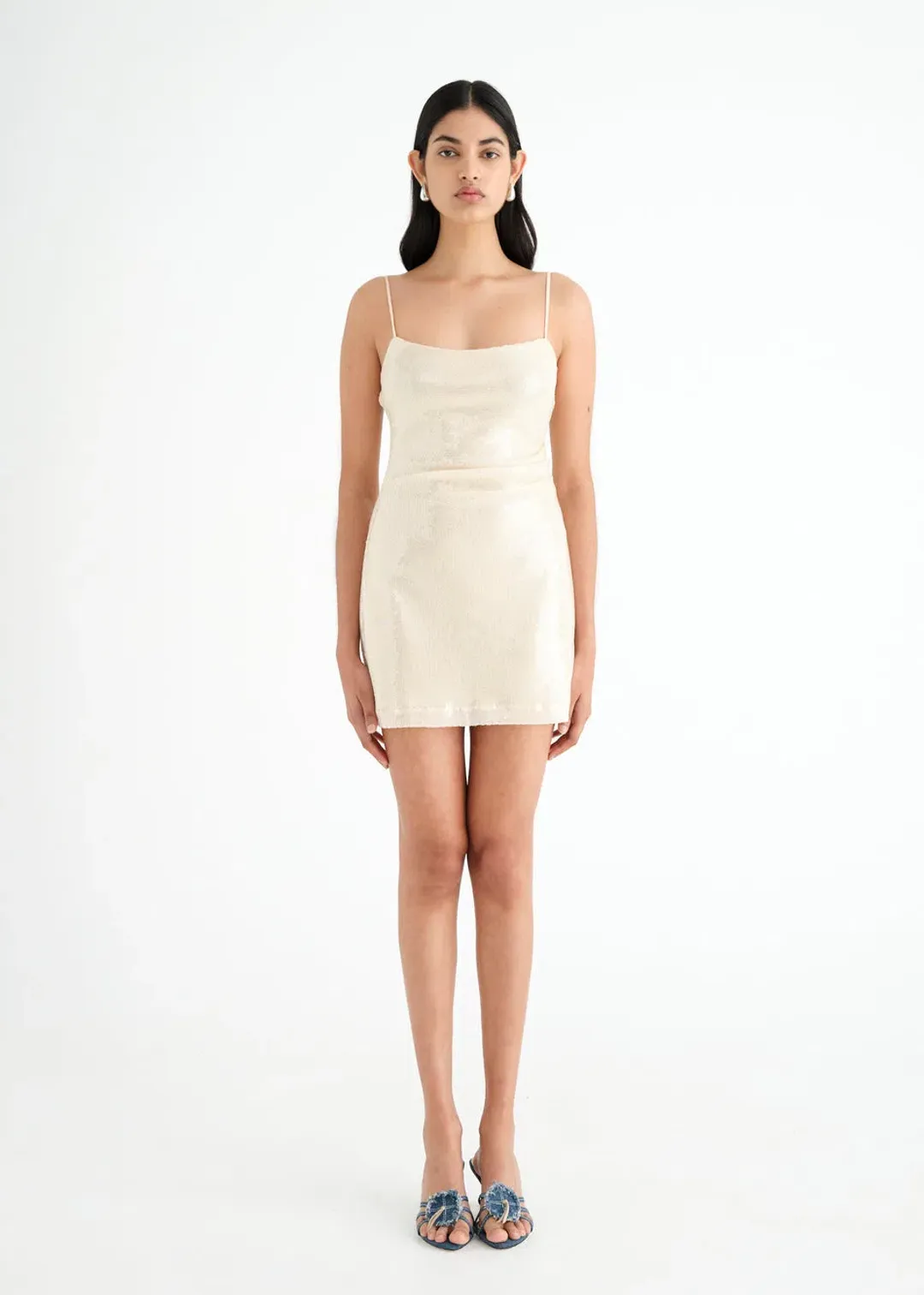 Benni Juliano Sequin Mini Dress Light Toffee Size 6 for rent on The Volte - main image