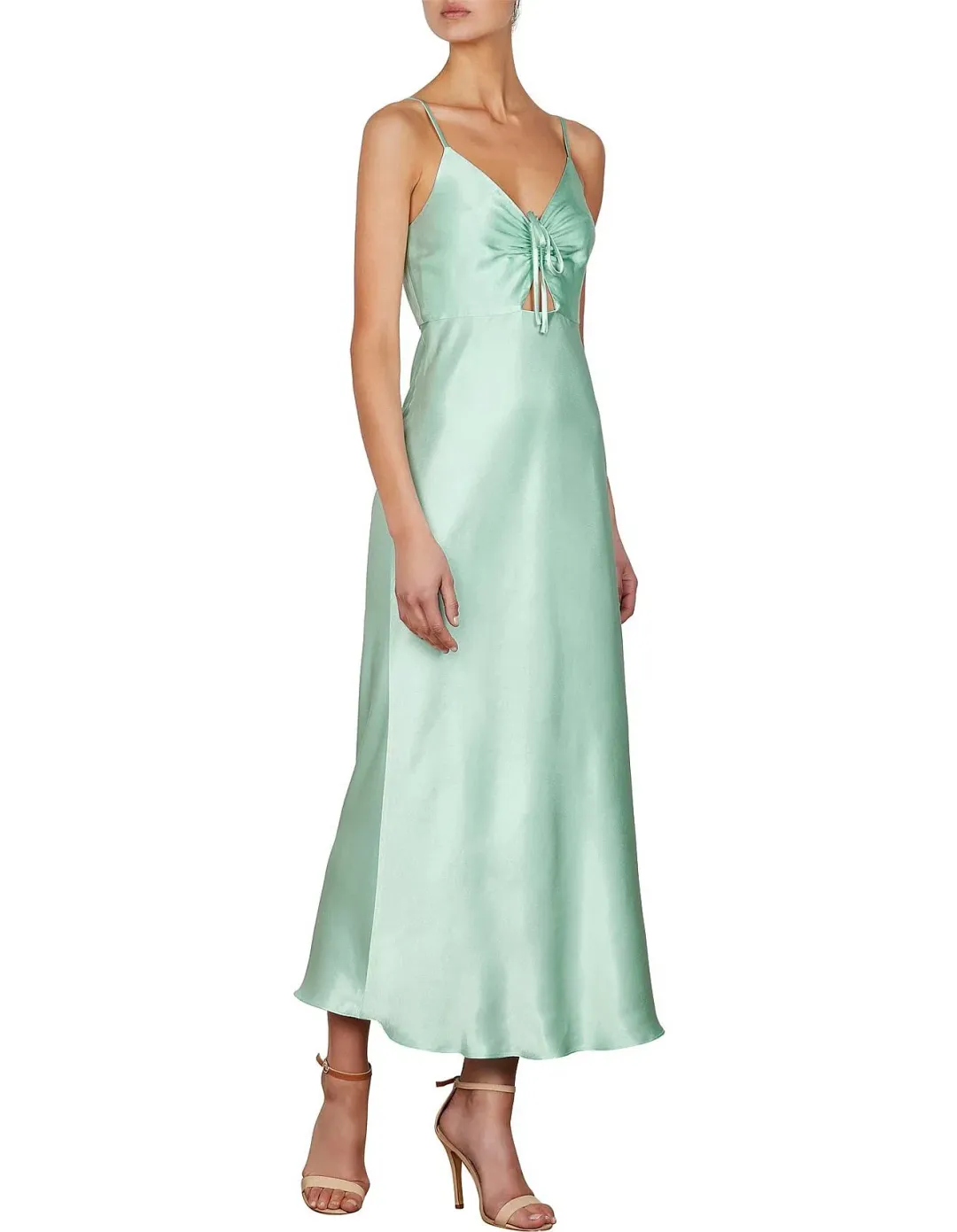 Shona Joy Jefferson Ruched Bias Midi Dress in Mint Size 10 for rent on The Volte - main image