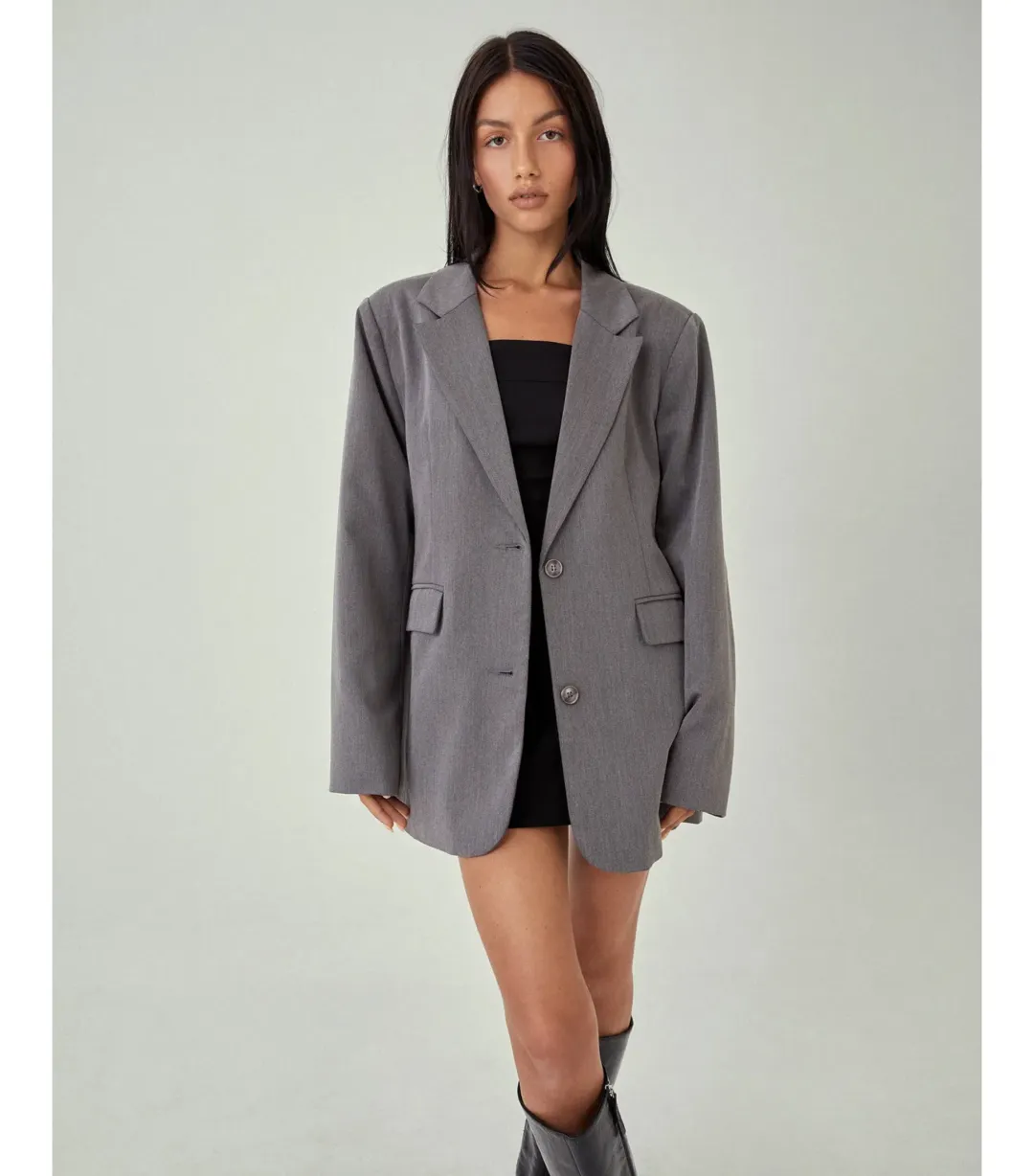 Motel Rocks Maiwa Blazer Size XS / AU 8 and Ima Mini Skirt Size M / AU 12 Set in Charcoal for rent on The Volte - main image