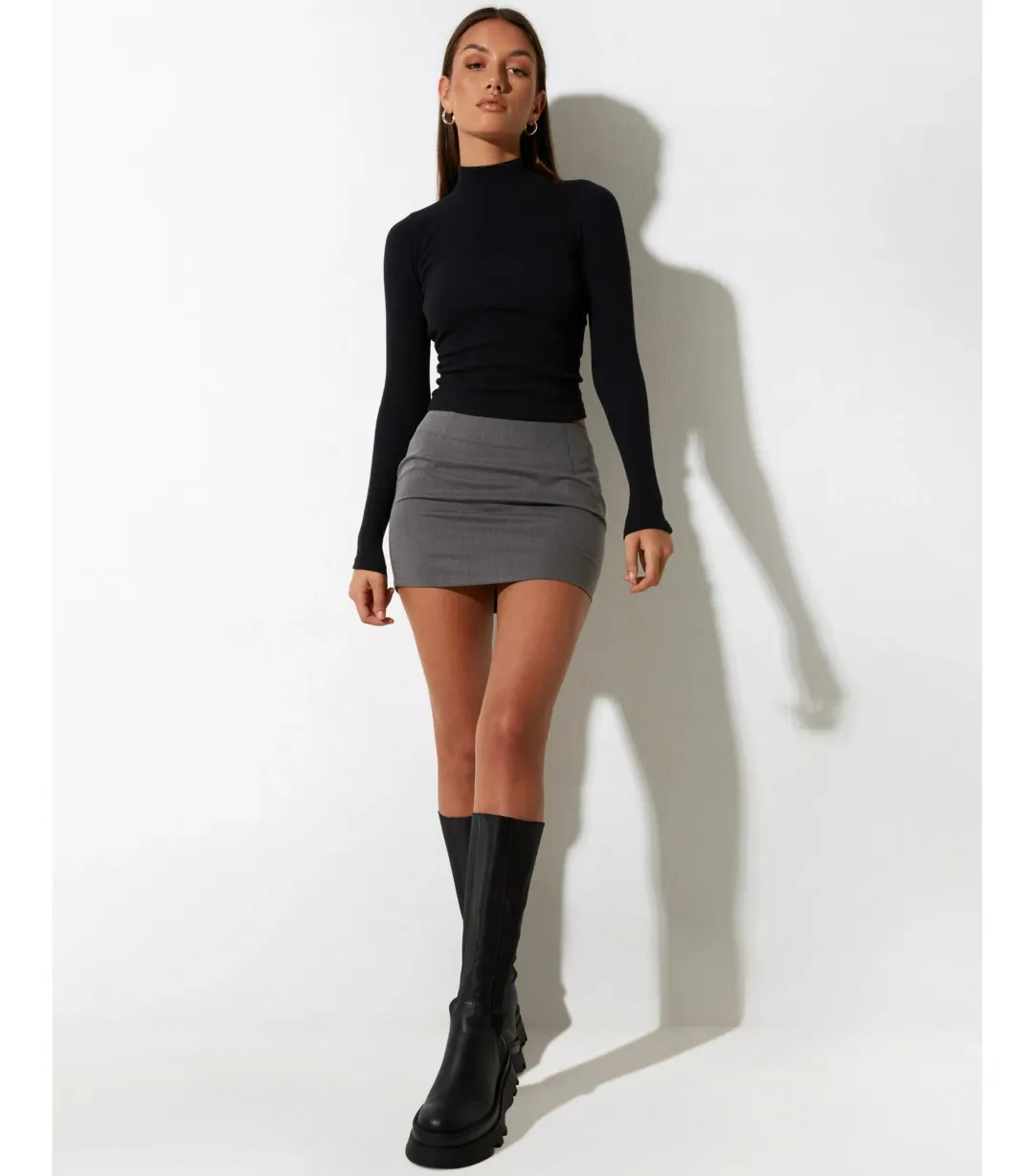 Motel Rocks Maiwa Blazer Size XS / AU 8 and Ima Mini Skirt Size M / AU 12 Set in Charcoal for rent on The Volte - main image