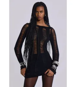 Jaded London Umbra Shredded Mini Dress in Black Size S / AU 8 for rent on The Volte - image 4
