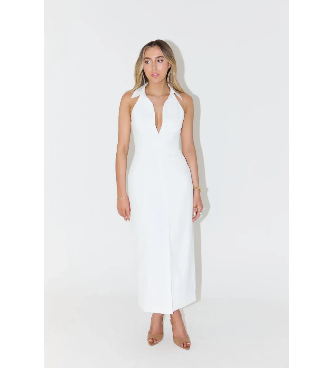 Odd Muse The Ultimate Muse Collar Maxi Dress White Size AU 12 for rent on The Volte - main image