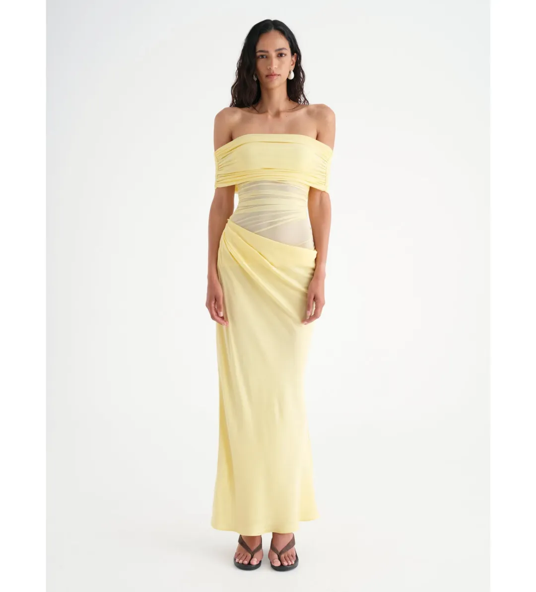 Benni Nico Off The Shoulder Dress Yellow Size 8 for rent on The Volte - main image