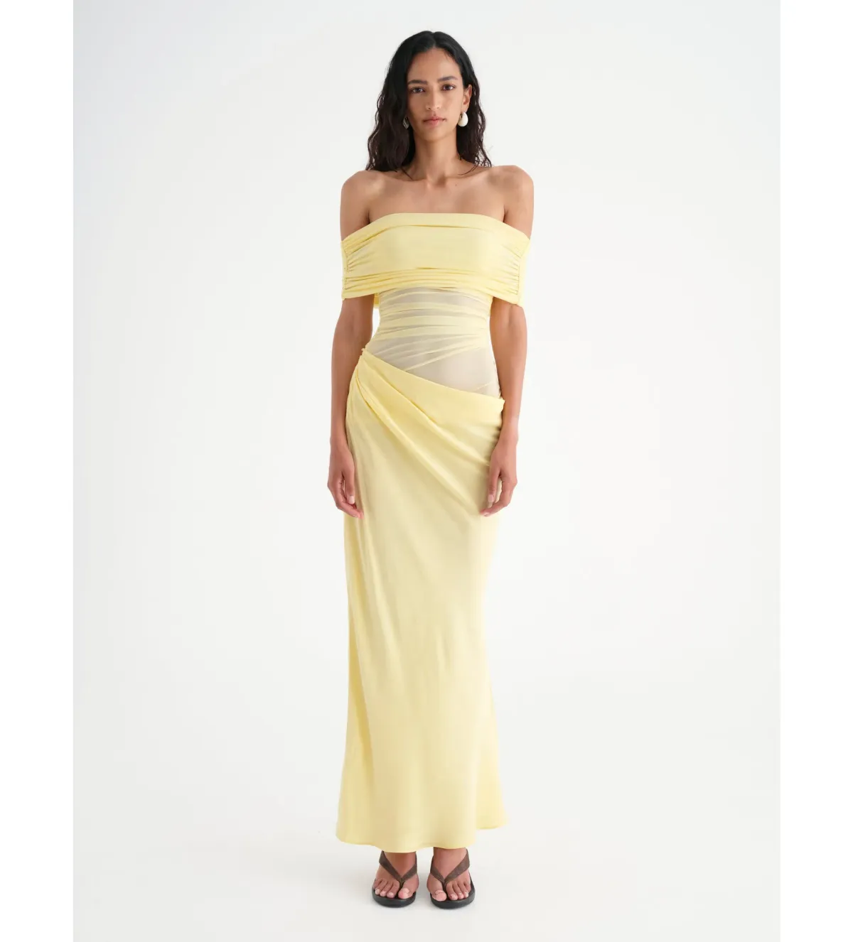 Benni Nico Off The Shoulder Dress Yellow Size 8 for rent on The Volte - main image
