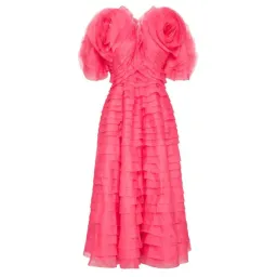Aje Amour Ruffle Midi Dress Pink Size 4 for rent on The Volte - image 3