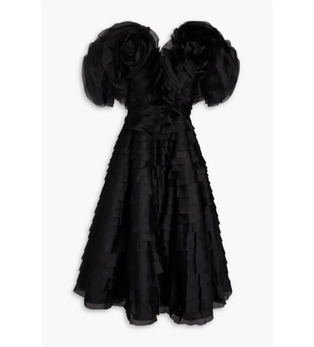 Aje Amour Ruffle Midi Dress Black Size 4 for rent on The Volte - main image