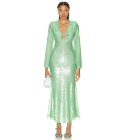 Self Portrait Sequin Midi Dress Green Size 6  for rent on The Volte - image 1