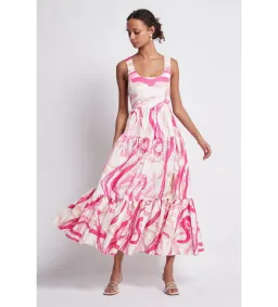 AJE Allegro Ring Midi Tiered Dress Fuchsia Size 8  for rent on The Volte - image 4