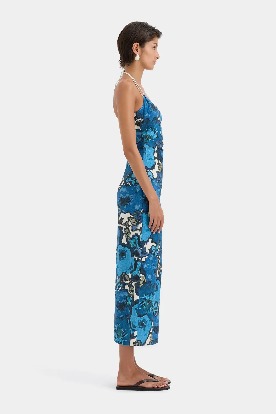 Sir the Label Camellia Midi Dress Blue Flora Print Size 2 (AU 10) for rent on The Volte - main image