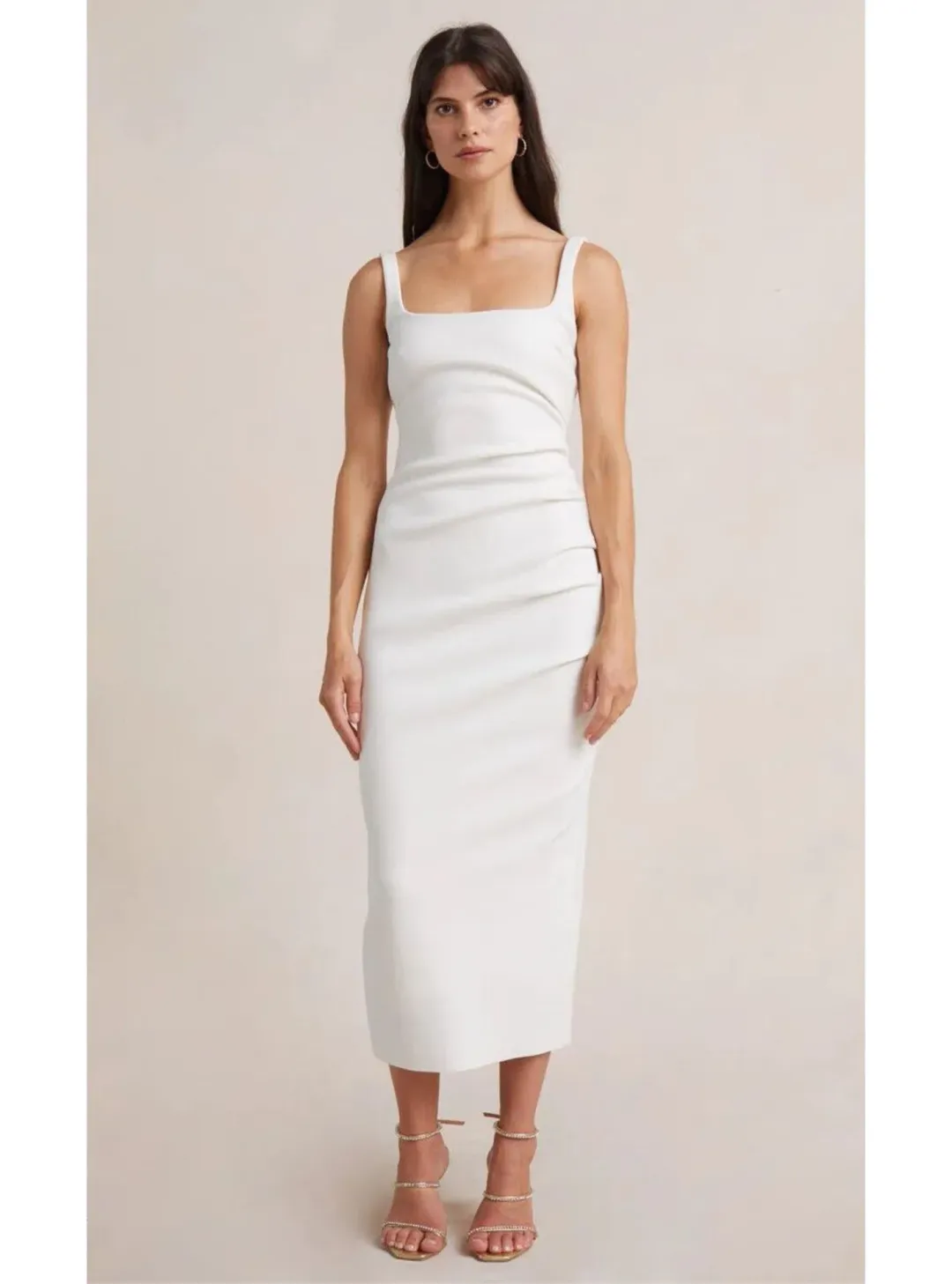 Bec & Bridge Be Mine Square Neck Midi Dress Ivory Size 10 for rent on The Volte - main image