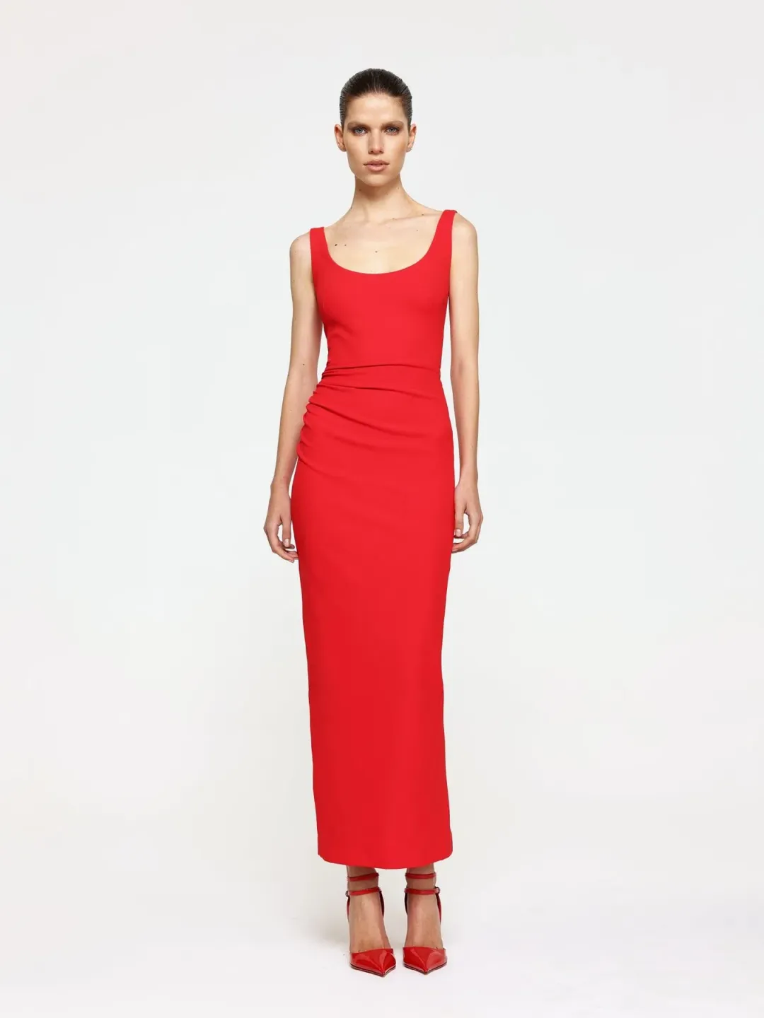 Effie Kats Gable Midi Dress Cherry Red Size 12 for rent on The Volte - main image