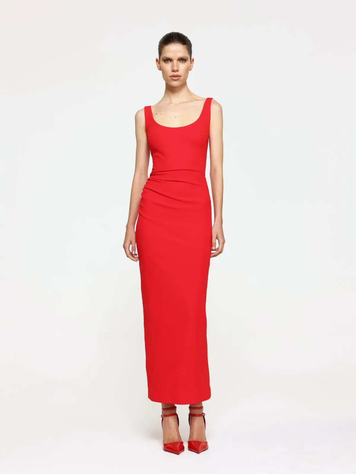 Effie Kats Gable Midi Dress Cherry Red Size 12 for rent on The Volte - main image