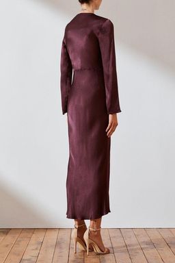 Shona Joy Morrison Long Sleeve Bias Midi Dress Burgundy Size 8 / AU 8 for rent on The Volte - image 3
