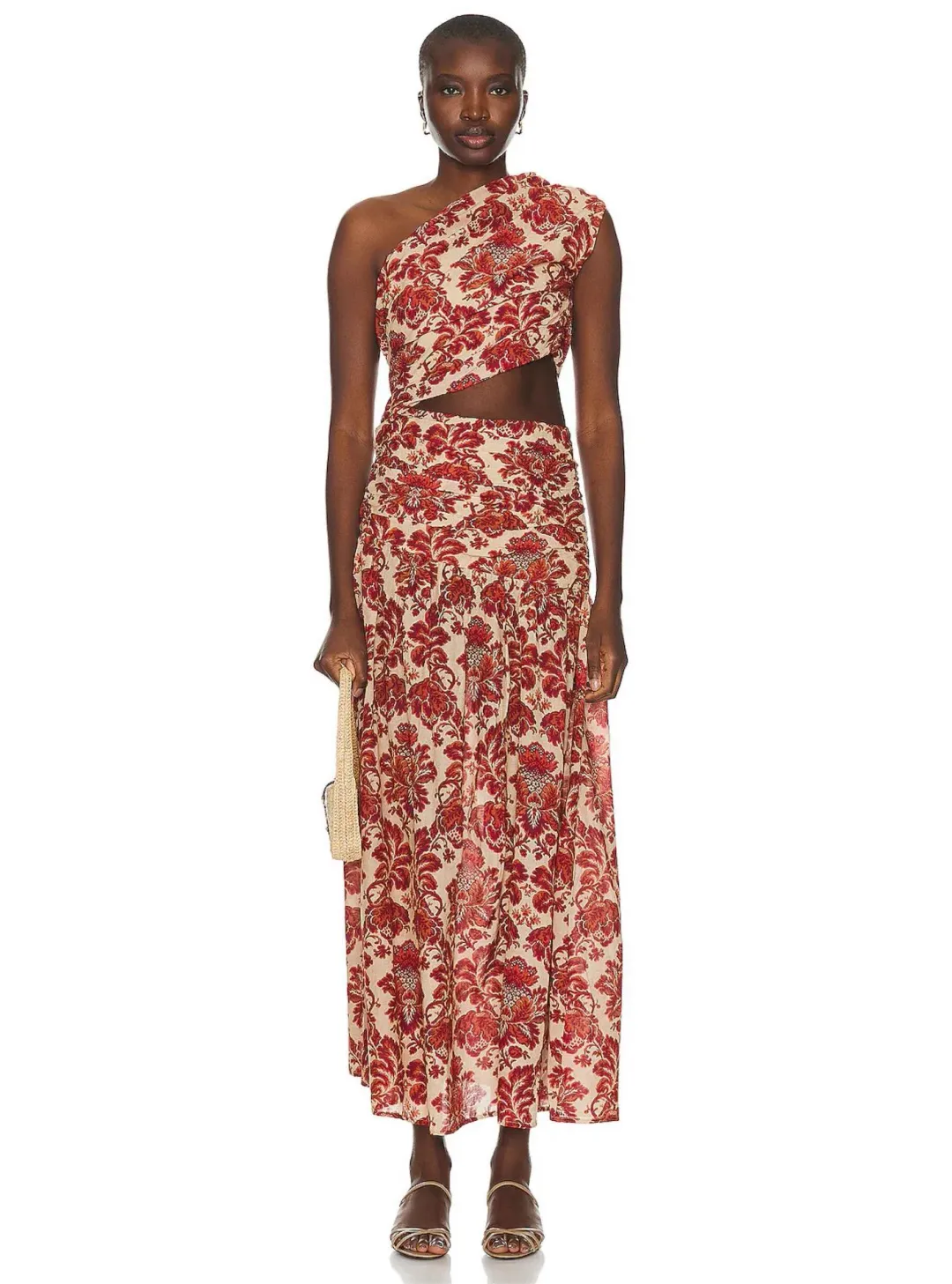 Posse The Label Joslin One Shoulder Dress Crimson Multi Size XS / AU 6 for rent on The Volte - main image