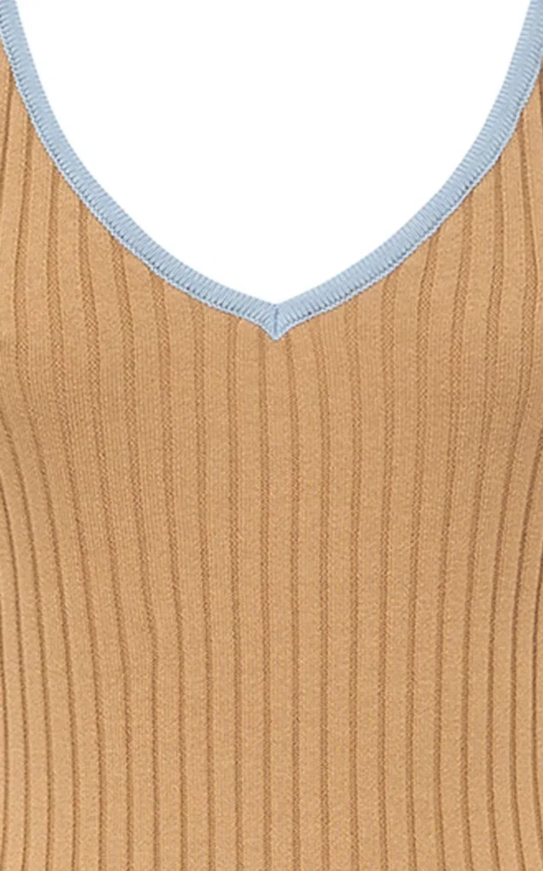 Anna Quan Scarlet Ribbed Knit Cotton Midi Dress Tan/Blue Size 10 for rent on The Volte - main image