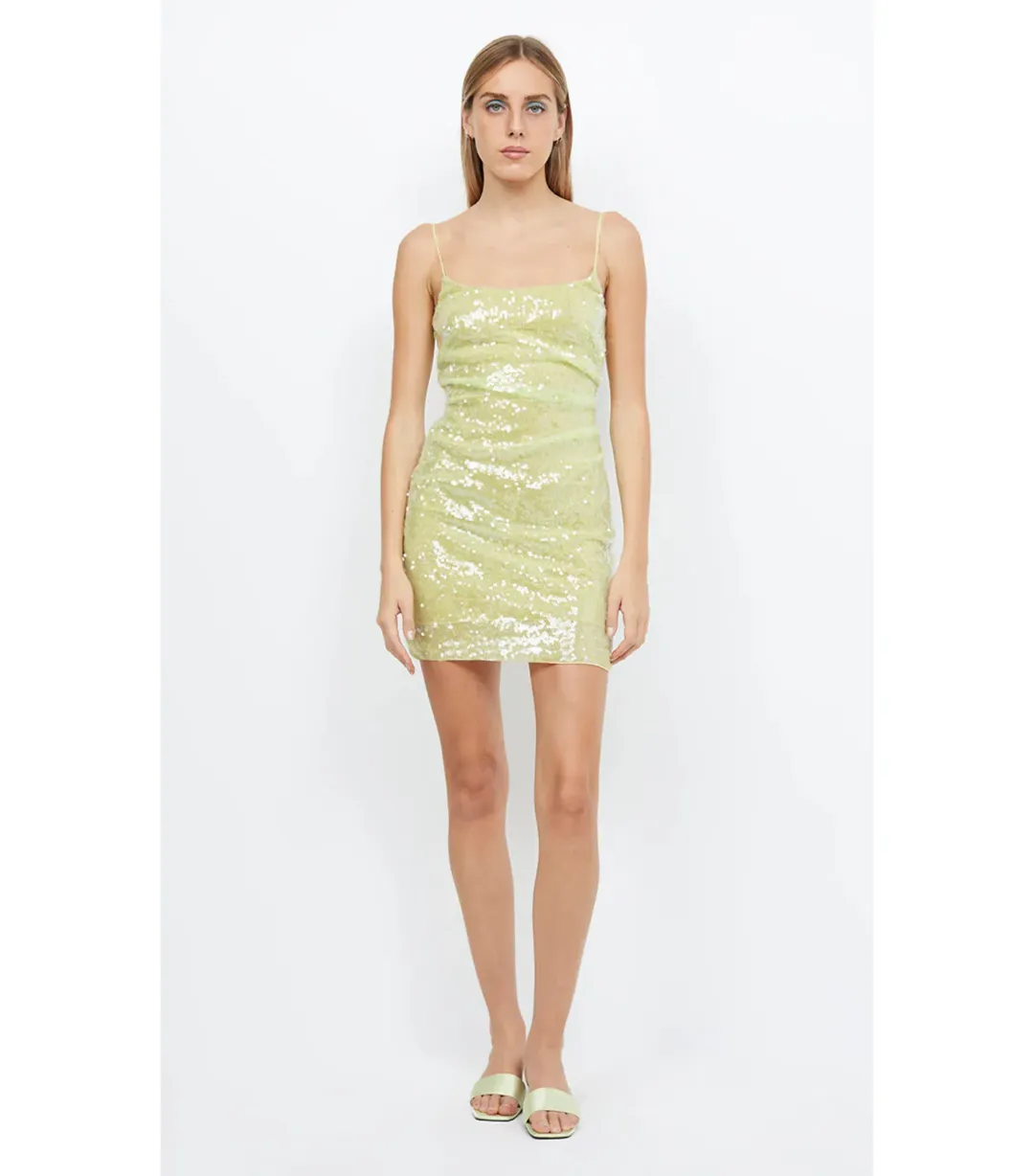 Bec & Bridge Venus Sequin Mini Dress in Citrus Size AU 10  for rent on The Volte - main image