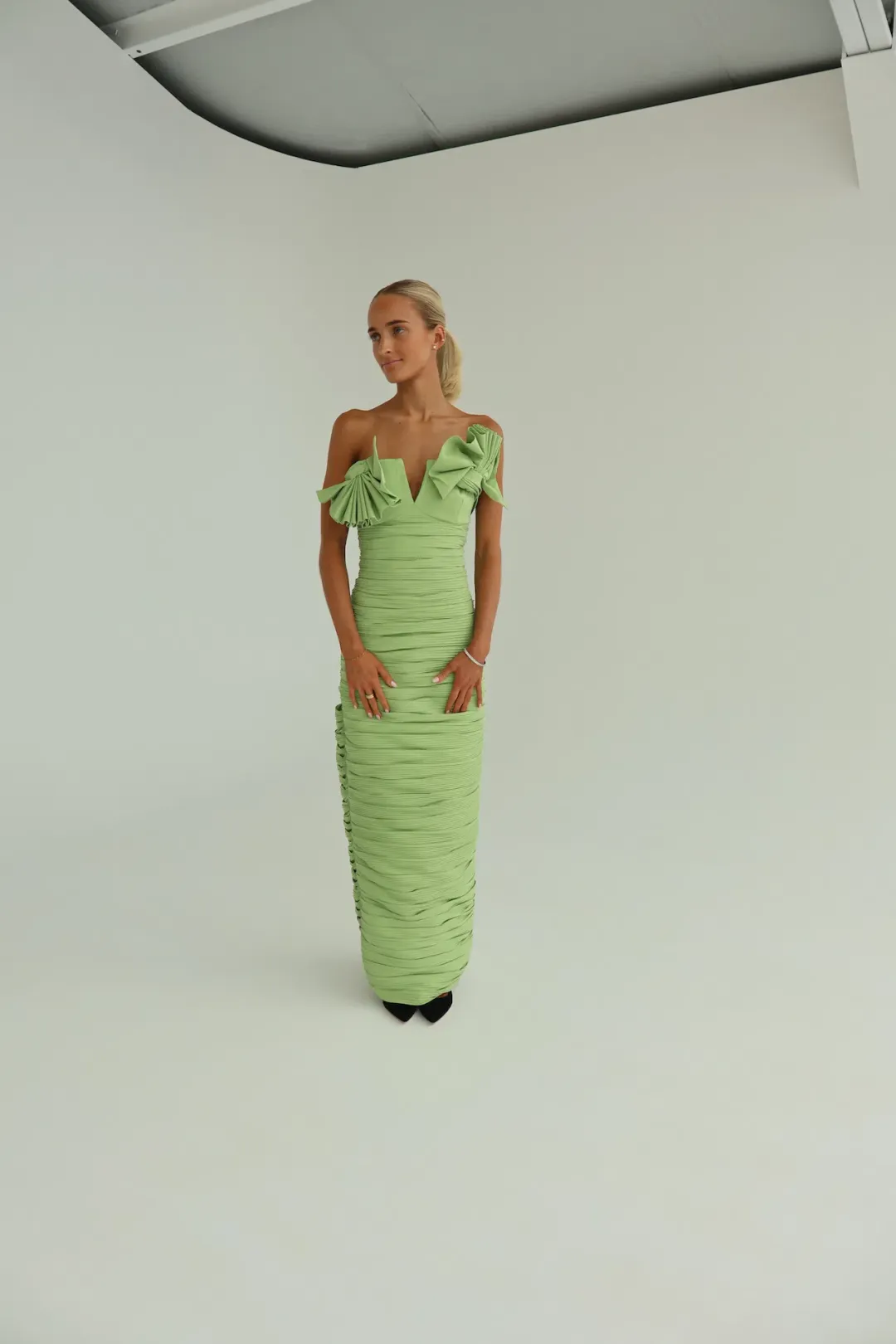 Rachel Gilbert Jensen Gown Pistachio Size AU 10  for rent on The Volte - main image
