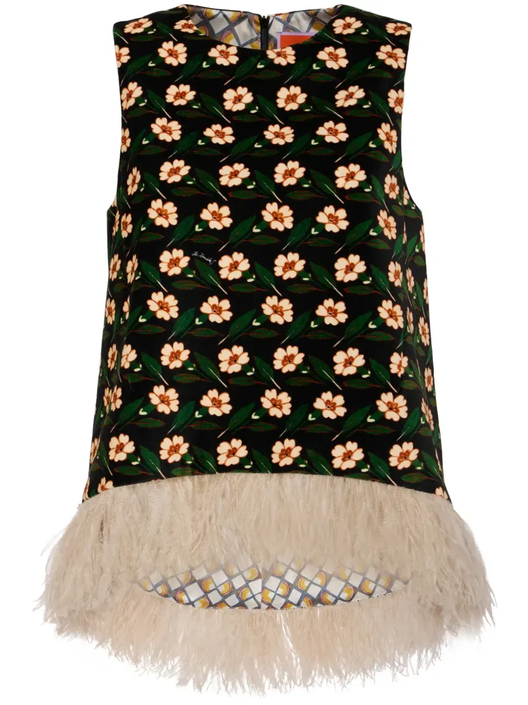 La Double J La Scala Top Mayfair Black in Cotton Velvet With Feathers Size XS / AU 6 for rent on The Volte - main image