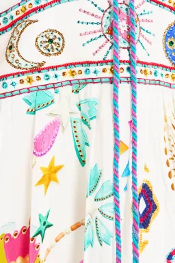 Camilla White Lace Up Front Short Dress Living In Colour Multi Size 12 for rent on The Volte - image 7