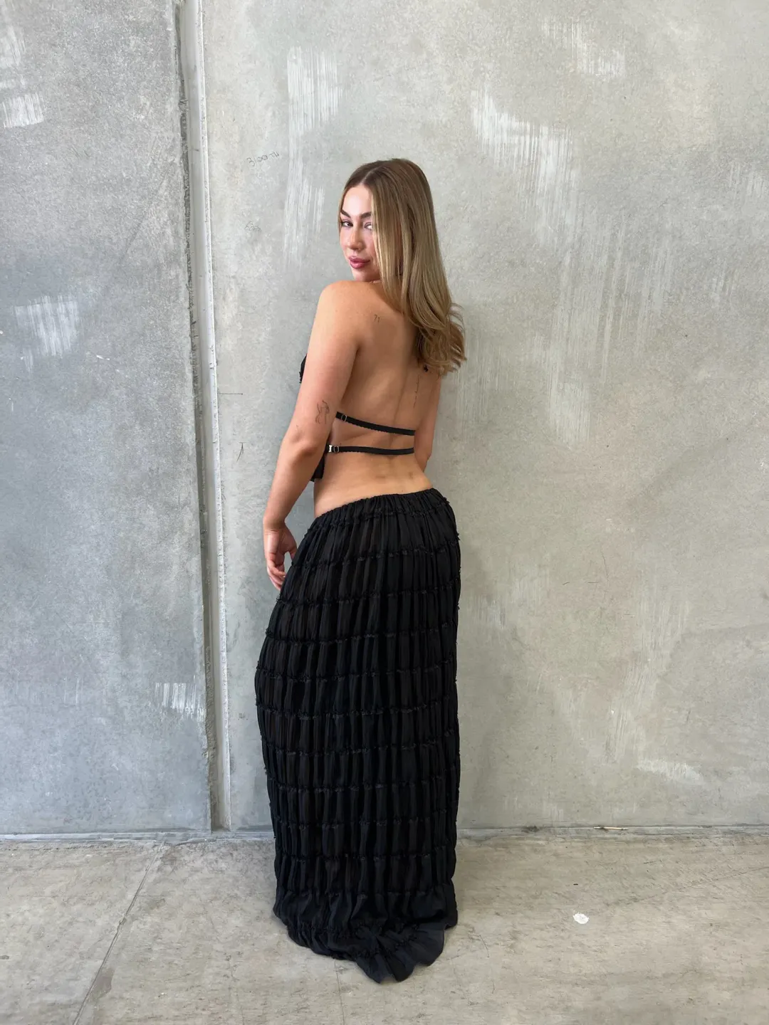 Arcina Ori Juliette Halter Top & Maxi Skirt Set Black Size 8 for rent on The Volte - main image