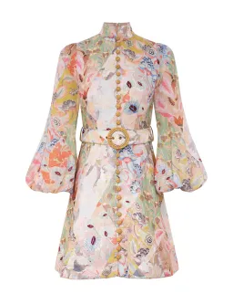 Zimmermann Illustration Belted Mini Dress Multi Floral Diamond Size 4 / AU 16 for rent on The Volte - image 3