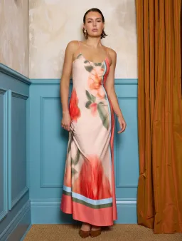 With Harper Lu Low Back Maxi Dress Peach Floral Size M / AU 10 for rent on The Volte - image 1