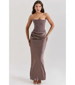 House Of CB Strapless Corset Maxi Dress Smoke Size AU 8 for rent on The Volte - image 1
