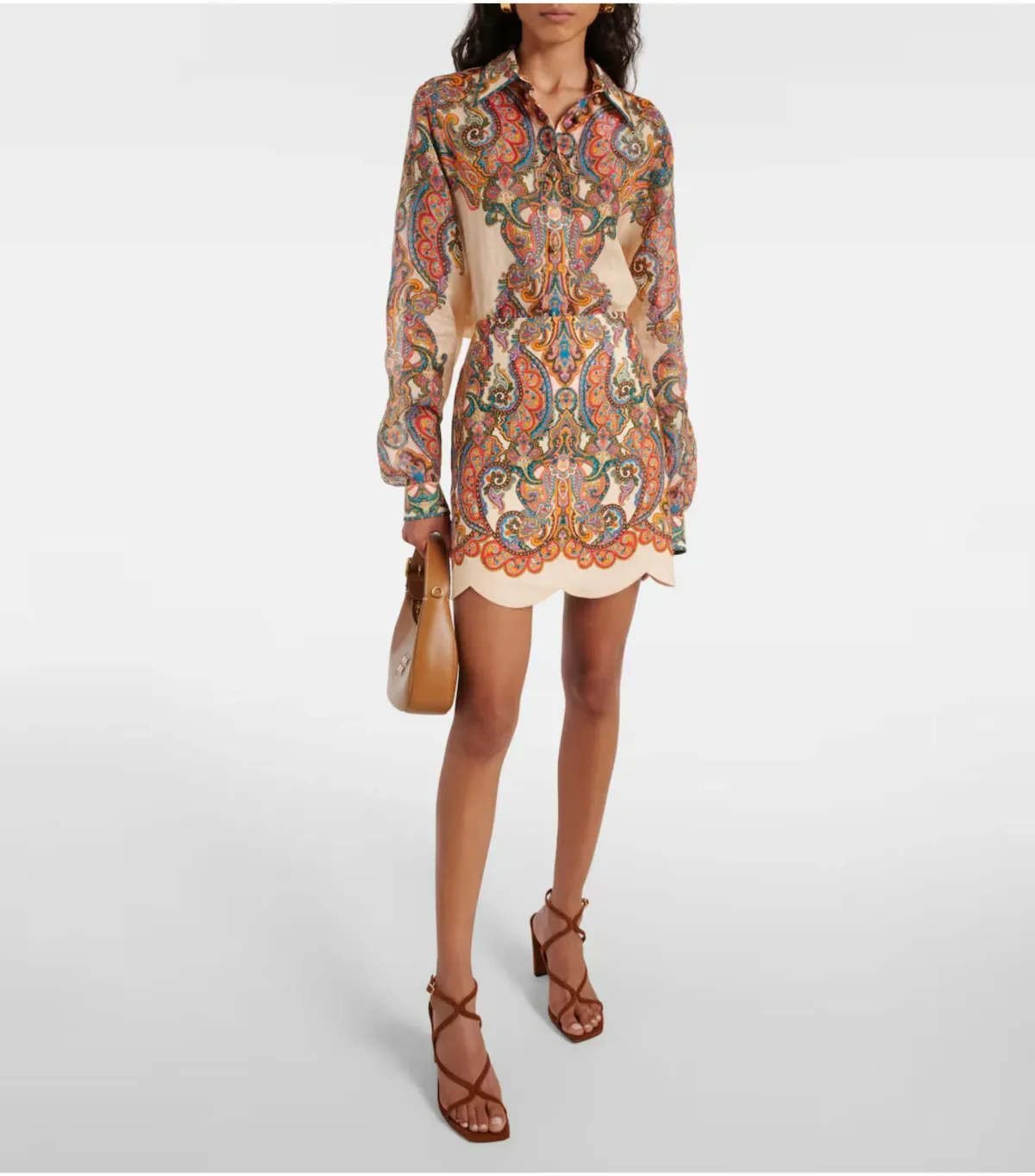 Zimmermann Ottie Skirt and Shirt Set in Multi Paisley Size 0 / AU 8 for rent on The Volte - main image