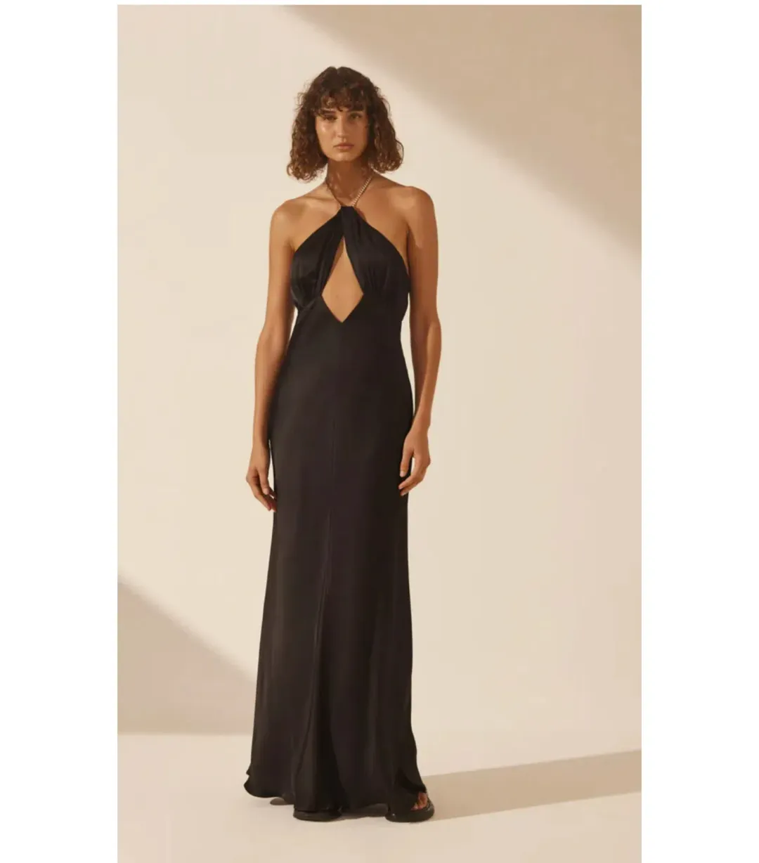 Shona Joy Lydie Chain Halter Neck Dress Black Size AU 8  for rent on The Volte - main image