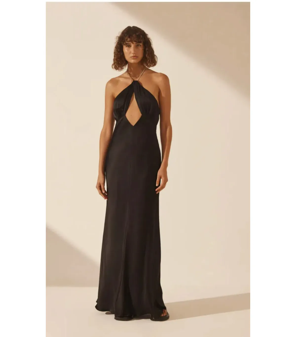 Shona Joy Lydie Chain Halter Neck Dress Black Size AU 8  for rent on The Volte - main image