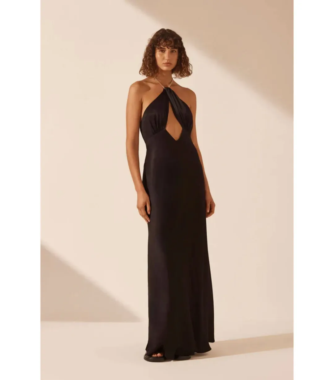 Shona Joy Lydie Chain Halter Neck Dress Black Size AU 8  for rent on The Volte - main image