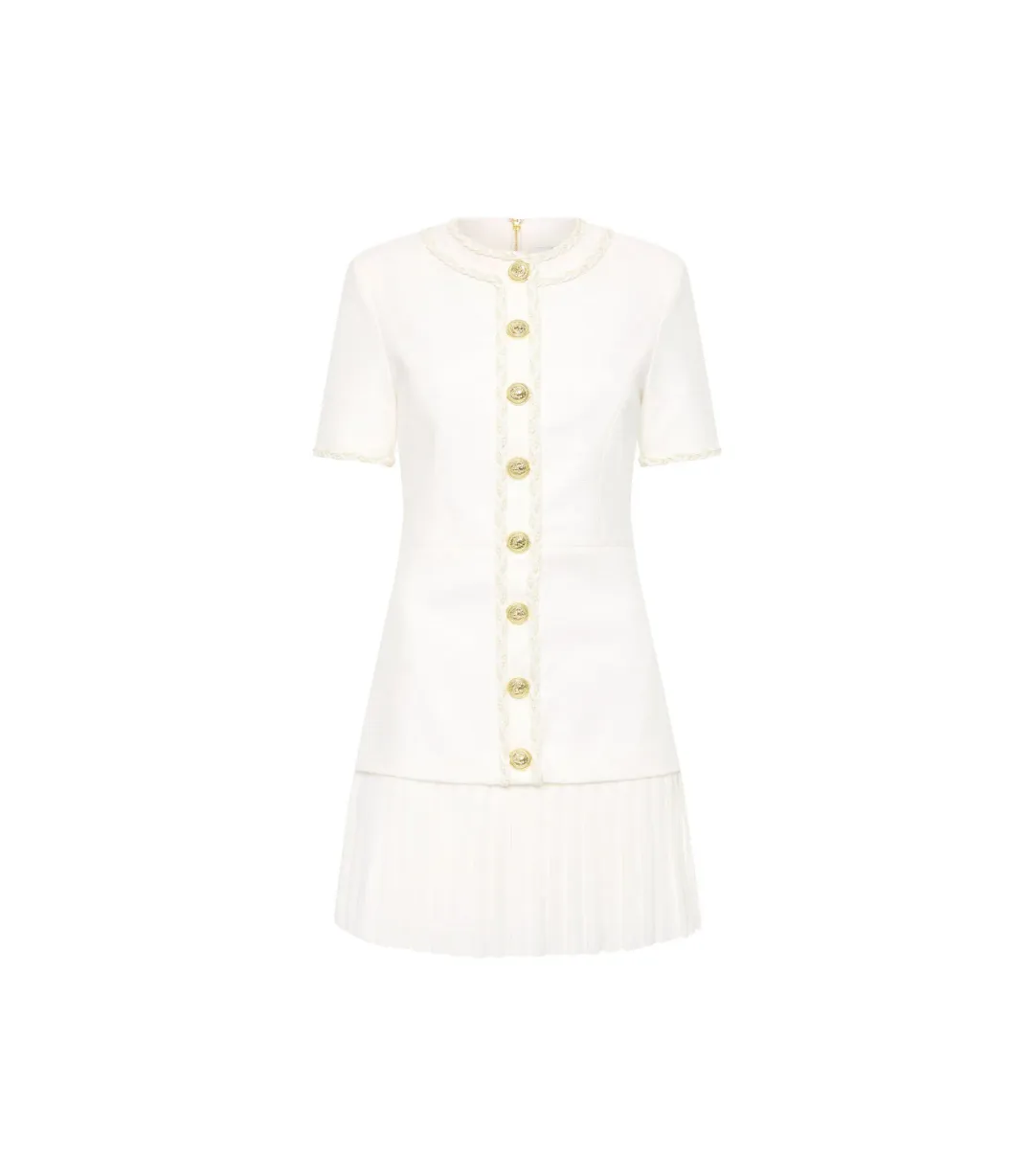 Rebecca Vallance The Clarisse Button Mini Dress White Size AU 10  for rent on The Volte - main image