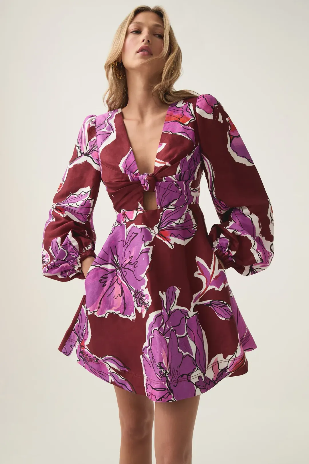 Aje Inflorescence Mini Dress Bold Hibiscus Size 16 for rent on The Volte - main image