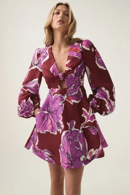 Aje Inflorescence Mini Dress Bold Hibiscus Size 16 for rent on The Volte - image 2